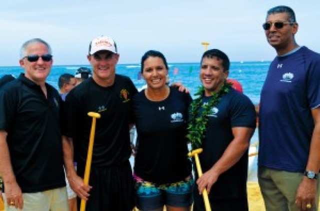 U.S. Army Pacific, pause for photos following the Distinguished Visitors Race at the regatta