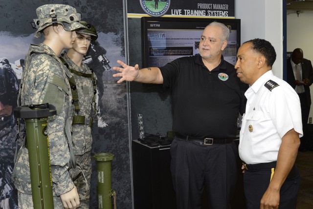 Gen. Via toured the Program Executive Office for Simulation, Training and Instrumentation training aids, devices, simulators and simulations.