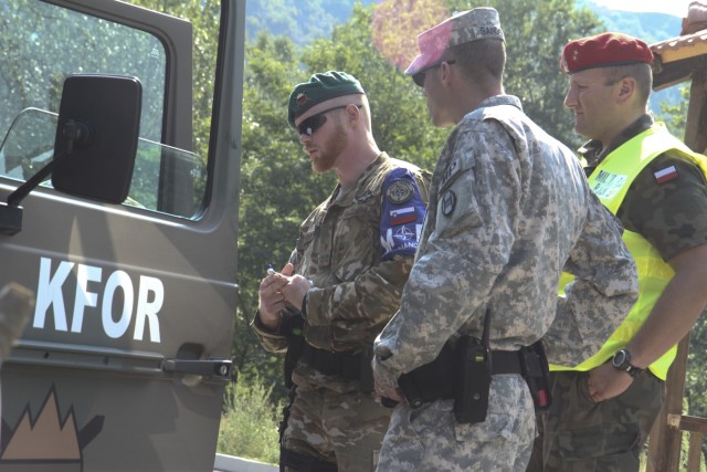 Military police from around the world hold joint traffic control point inspections
