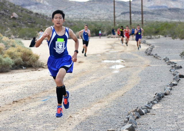 Bryce Kim runs to finish line