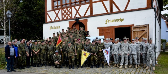 12th CAB Soldiers participate in a march for Solidarity with their German counterparts