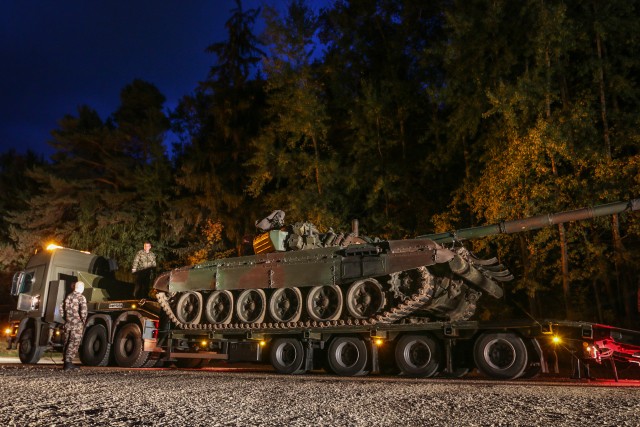 Slovenian tanks make their way to the Joint Multinational Readiness Center