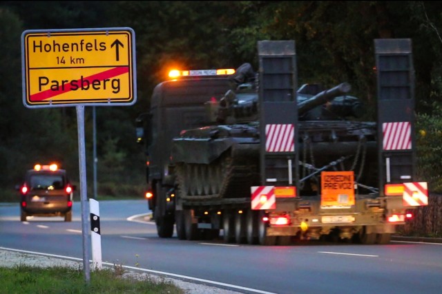 Slovenian tanks enroute to the Joint Multinational Readiness Center 