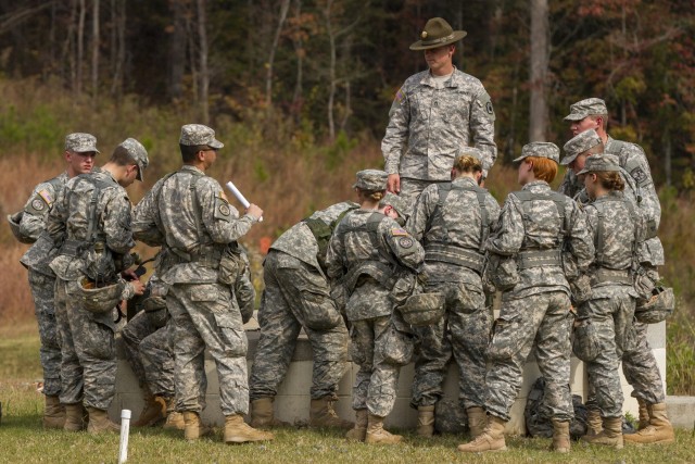 Drill sergeant and ROTC cadets