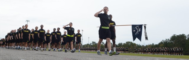Soldiers of A Co. 1-34th practice for graduation