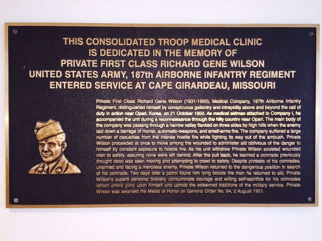 Pfc. Richard G. Wilson dedication plaque