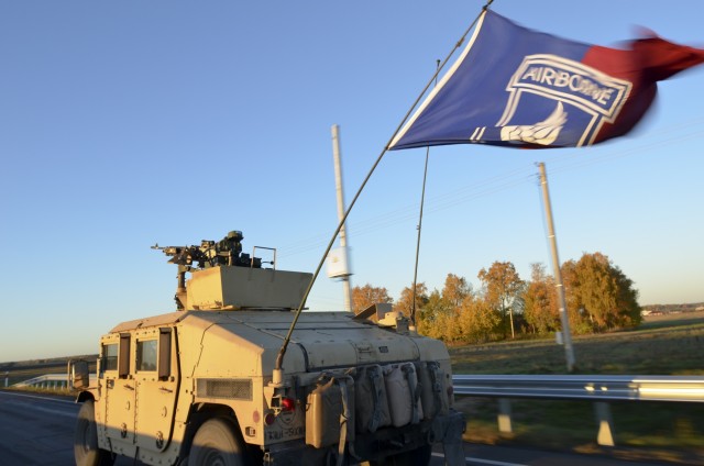 Lithuania-based Sky Soldiers convoy home