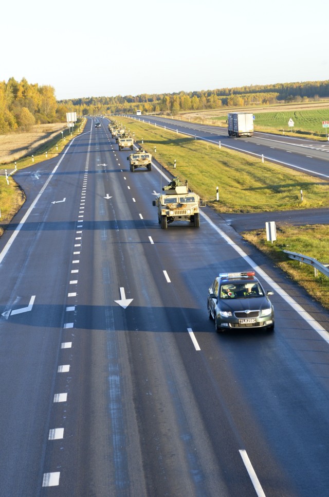 Lithuania-based Sky Soldiers convoy home