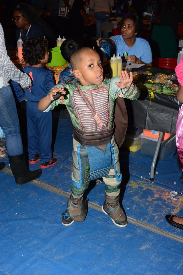 Thron Williams shows of his ninja skills at the Fort Jackson Fall Festival