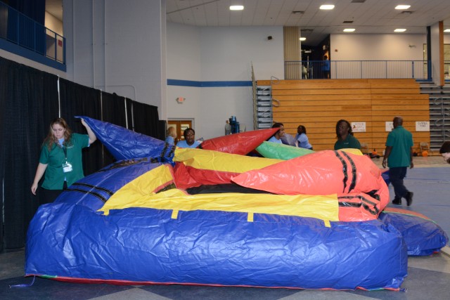 Staff workers prepare for the Fort Jackson Fall Festival