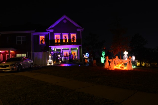 Halloween house decorations on Fort Jackson