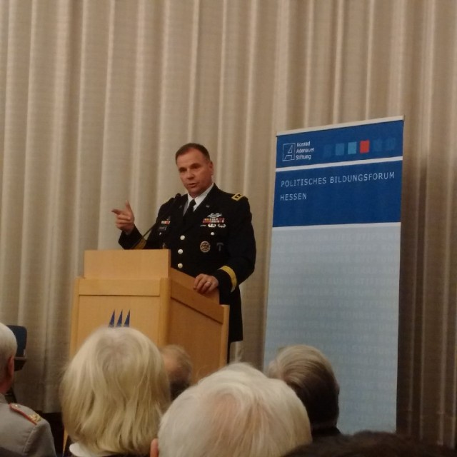 Army Europe commander speaks to Konrad Adenauer Stiftung in Frankfurt