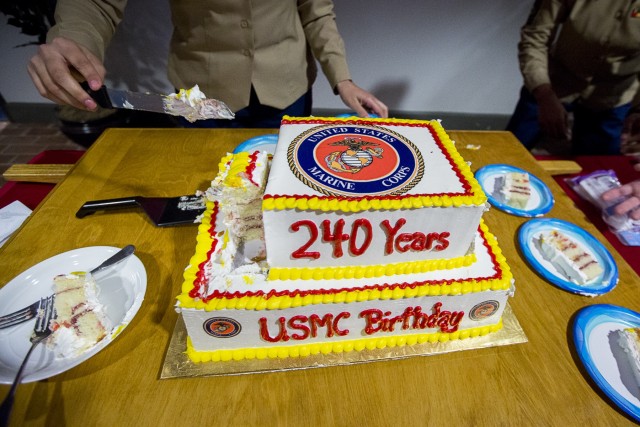 Local Marines celebrate Corps' 240th with cake cutting