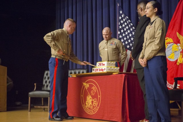 Local Marines celebrate Corps' 240th with cake cutting