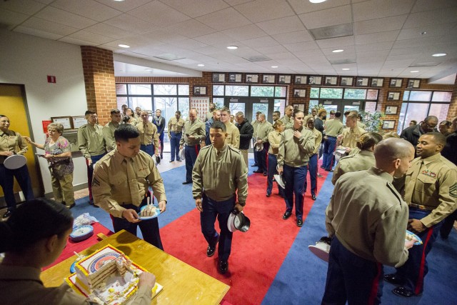 Local Marines celebrate Corps' 240th with cake cutting