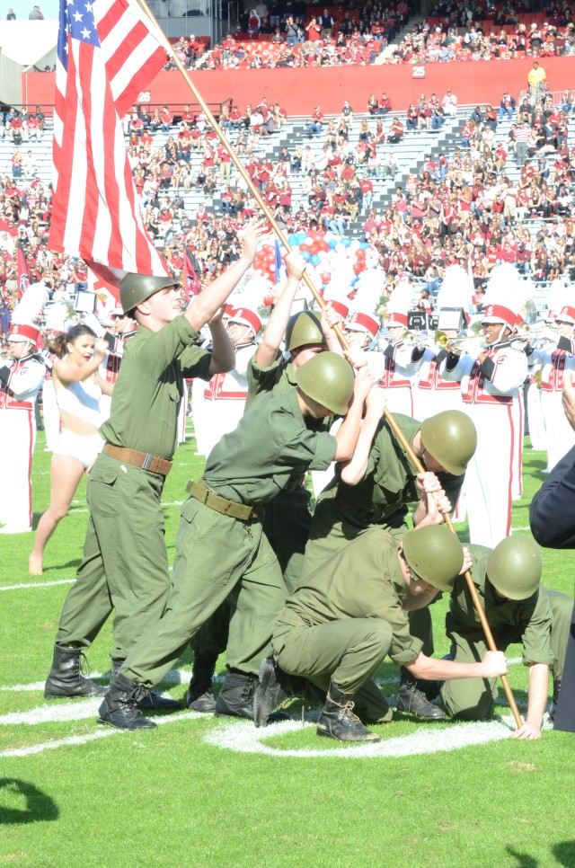 Raising the flag
