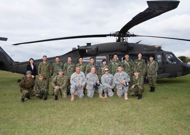 Huddling around the helo