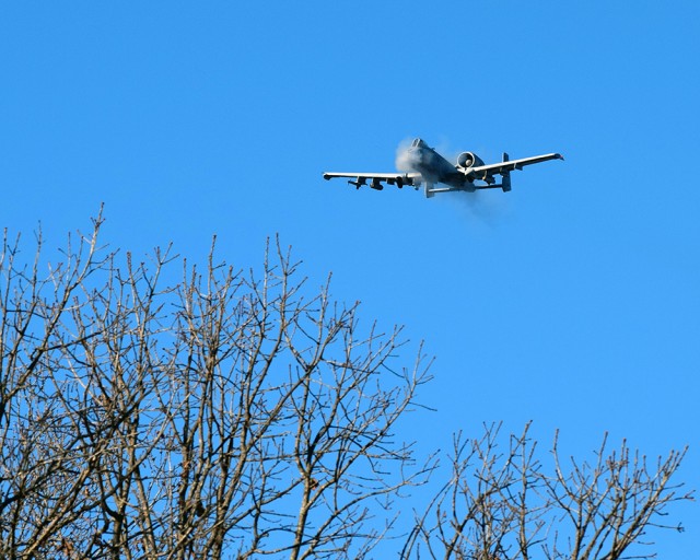 Soldiers in training view airpower demo