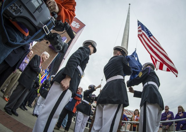 Old Glory goes up
