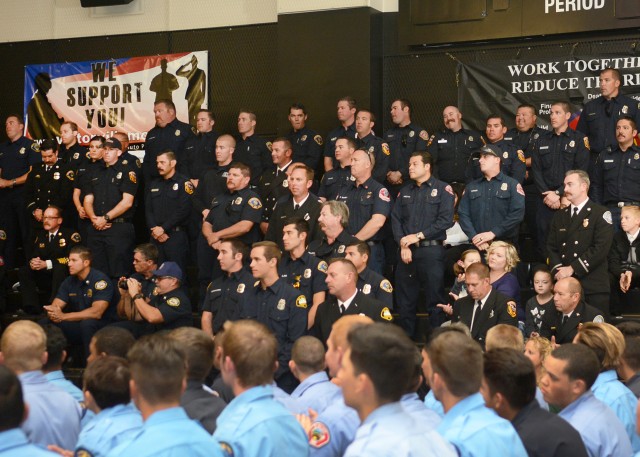 Cadre of the 2015 Inland Empire Fire Explorer Academy are recognized