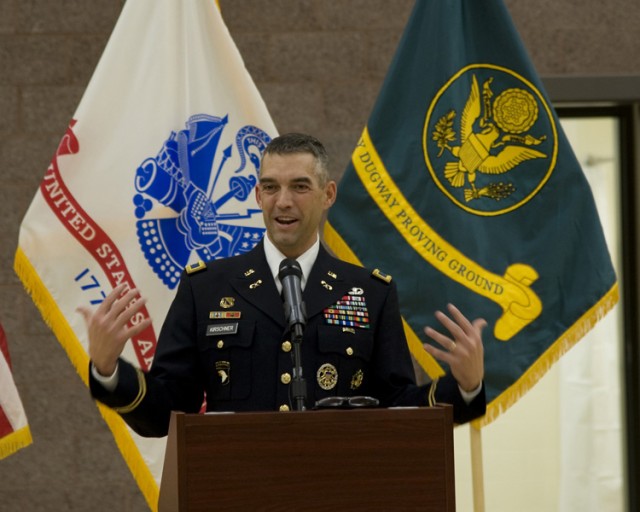 Col. Sean Kirschner, commander of U.S. Army Dugway Proving Ground at school dedication