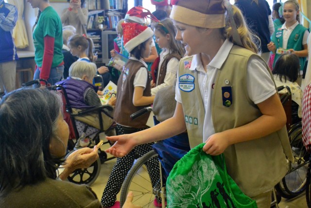 Camp Zama Girl Scouts visit Japanese nursing home