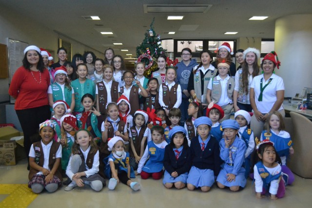 Camp Zama Girl Scouts visit Japanese nursing home