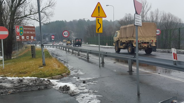 A BTRY, 5-7 ADA convoys from Baumholder, Germany, to Poland