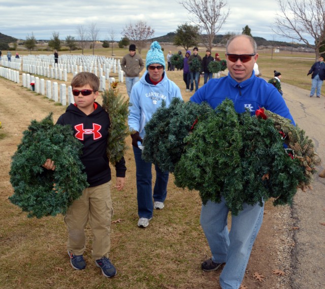 Division West Soldiers, families retrieve holiday wreaths at veterans cemetery