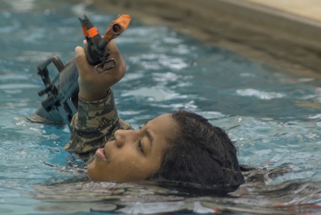 Female ROTC cadet performs 15-meter swim to pass CWST