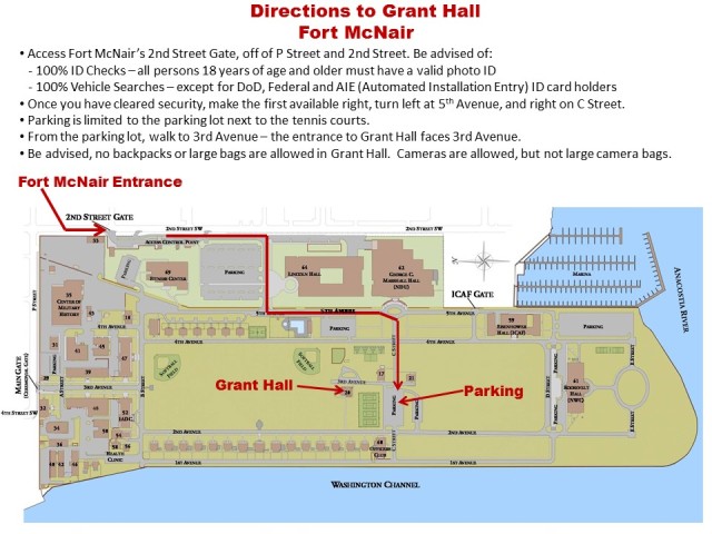 Directions to Grant Hall, Fort McNair