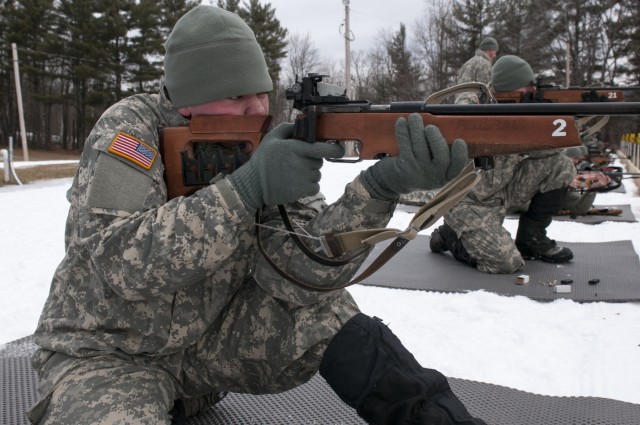 Soldiers conduct biathlon exercise during mountain skills training