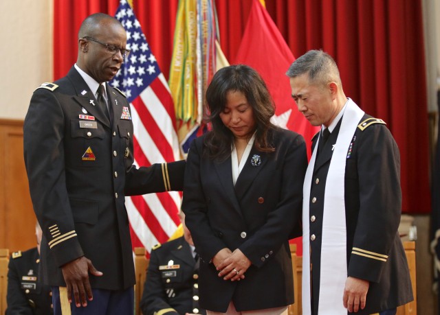 A prayer with the new Command Chaplain
