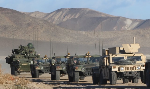 Networked Stryker unit on-the-move at National Training Center