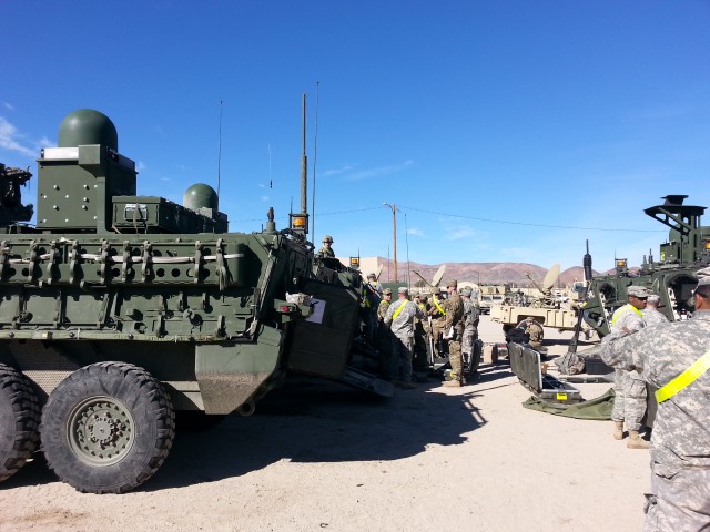 Networked Stryker unit on-the-move at National Training Center