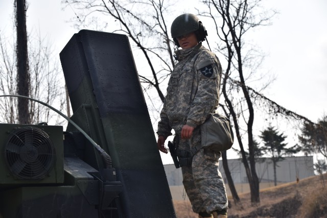 Air Defense Soldiers readies equipment