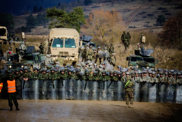 Through grey German skies 40th Infantry Division shines
