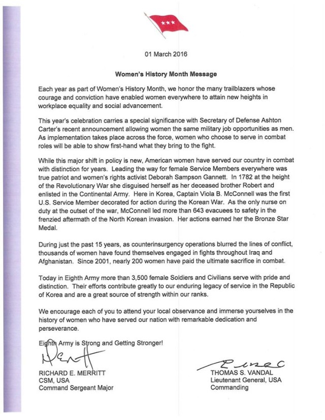 Women's History Month Message