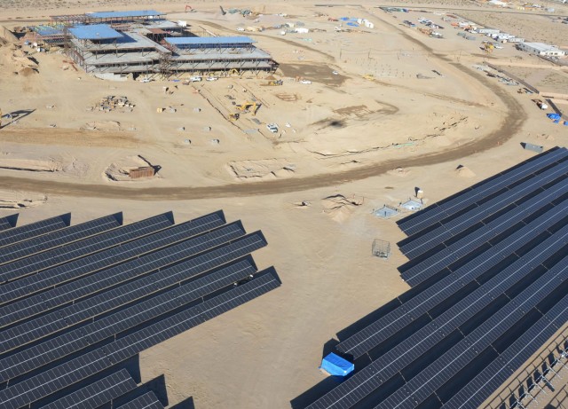 Aerial view of solar farm for new Weed Army Community Hospital