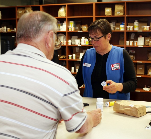 American Red Cross volunteers work throughout hospital