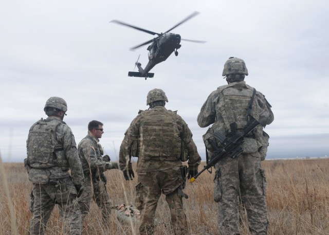 101st BSB use hoists in MEDEVAC training