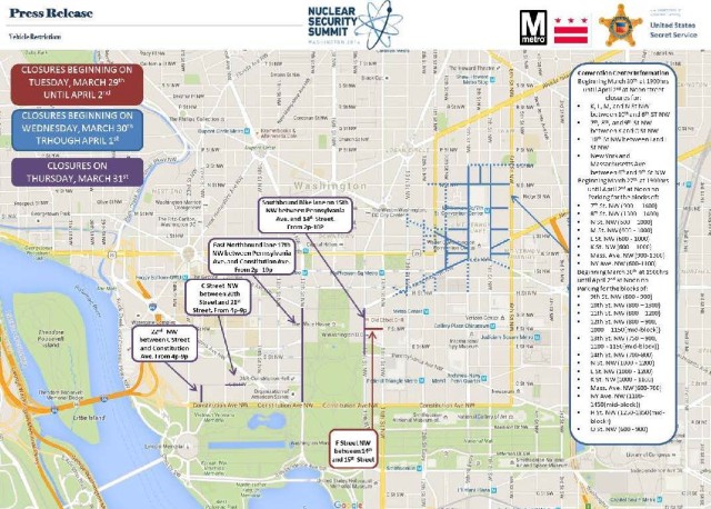 Street Closures and Traffic Restrictions for the 2016 Nuclear Security Summit