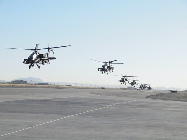 Eight AH-64 Apache Helicopters from 1st Armored Division, TX Feb. 27. 