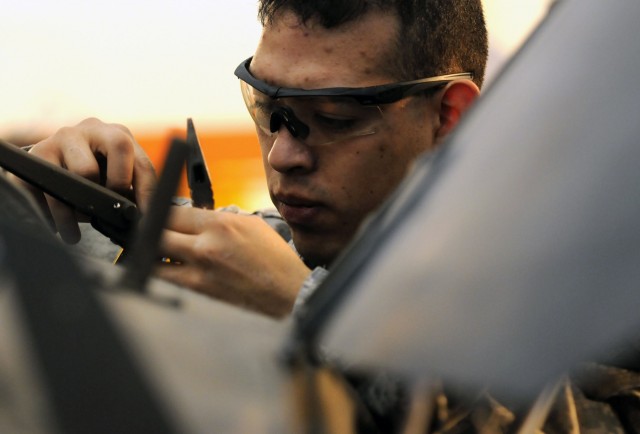 Soldiers from Company B, 602nd ASB keep their helicopters flying