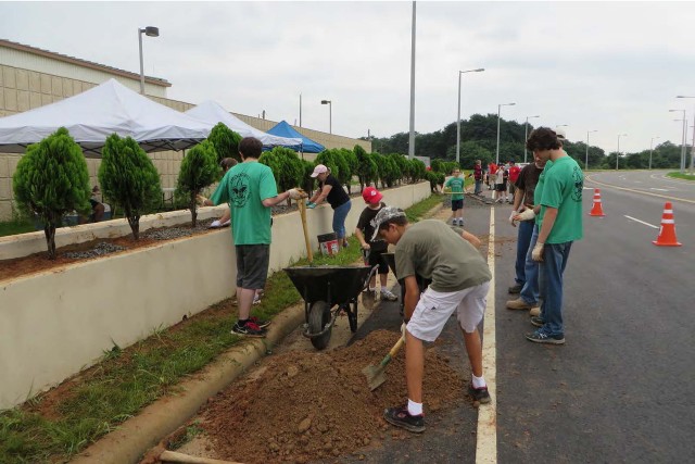 Life Scout Post Beautification Project at USAG Humphreys