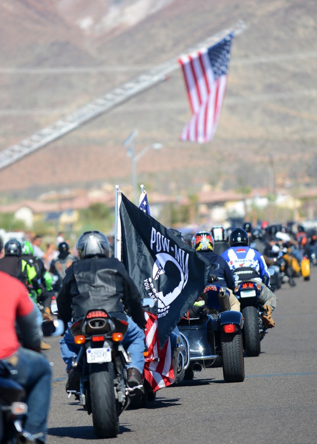 Motorcyclists participated in a parade honoring Vietnam War era Veterans