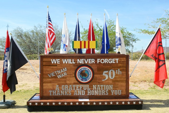"We Will Never Forget" sign honoring Vietnam War era Veterans