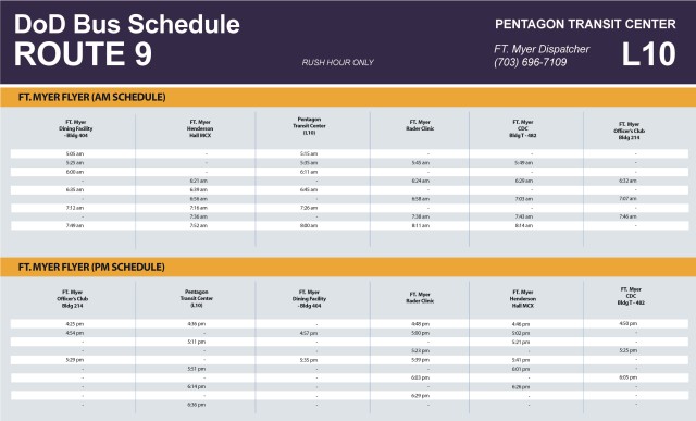 Route 9 DoD Bus Schedule