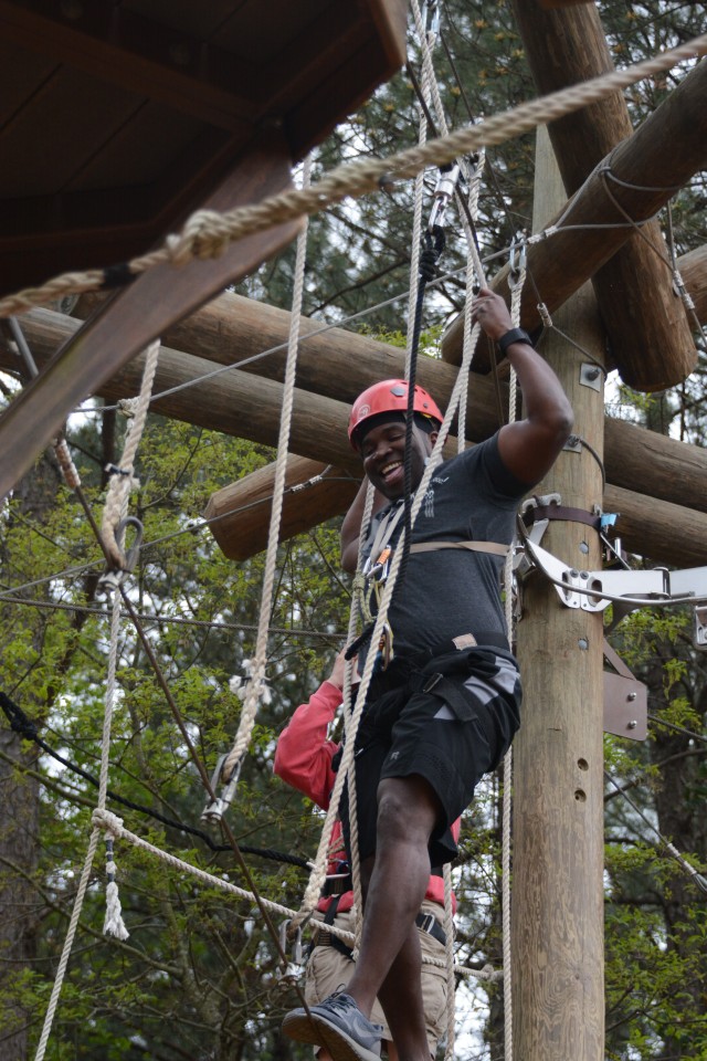 Fort Jackson Soldier challenges himself on ropes course