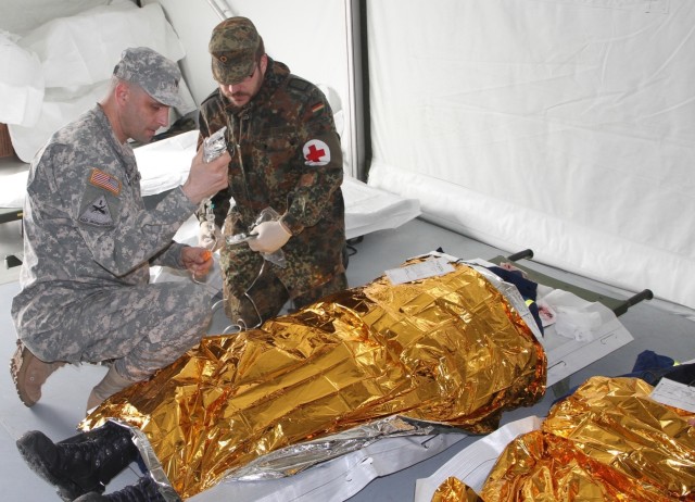 Simulated explosion tests U.S. Army Reserve and German disaster responders